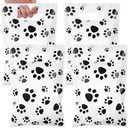Pasimy  Dog Paw Gift Bags Bulk Pet Paw Puppy Plastic Treat Favor Candy Goodie Bags with Handle for Dog Birthday Party Decoration Supplies(White,Black)
