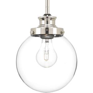 Progress Lighting Penn Collection 1-Light Clear Glass Farmhouse Mini-Pendant Light Polished Nickel