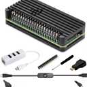 iUniker Pi Zero Aluminum Case Kit with Pin Header, OTG Hub, HDMI Adapter, On/Off Switch for Pi Zero 2