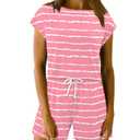 3 x KISSMODA Women's Drawstring Waist Loose Fit Loungewear Set with Pockets (Pink, M)