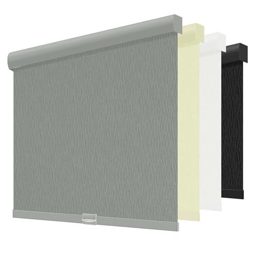 ChrisDowa Cordless Blackout Roller Shades for Windows, Striped Free-Stop Window Blinds with Privacy, Thermal Insulated Window Shades for Home, Office and Door. Grey, 24" W x 72" H