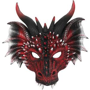 Himine Cosplay Mask Dragon's Head Mask for Festival Party Halloween (Red+black)