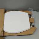 Mayfair Bennett Toilet Seat with Chrome Hinges, Slow Close Wood Seat, Secure Metal Hinges, Easy Install, Made in USA, Round, White