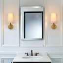 Brass Wall Sconces Set of Two, Hardwired White Fabric Shade Wall Lamps, Bathroom Vanity Lights Fixture with Switch, Indoor Wall Lights for Bedroom Living Room Corridor