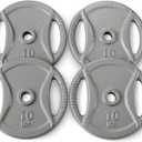 Amazon Basics 1-Inch Grip Weight Plates, 10 lb, Strength Training, Home Gym, 4 Pack