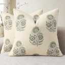YCOLL Vintage Floral Print Pillow Covers 18x18 Set of 2 Patterned Accent Decorative Cushion Covers Modern Farmhouse Throw Pillow Covers for Sofa Couch Chair Bed Living Room Home Decor, Sage Green