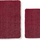 YHF Bathroom Rug Set 2 Piece, Extra Thick & Soft Microfiber Shaggy, Machine Washable Bath Mats, Absorbent Bath Rugs, Non-Slip Rubber Backing Bath Mat for Bathroom Floor, Tub and Shower, Burgundy, 2 Piece: 17" X 24" + 20" X 32"