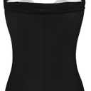 Ekouaer Womens One Piece Swimsuits Vintage Striped Skirt Bathing Suit Vintage Retro Push Up Swimwear (Black, XL)