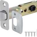 1 Pack Nickel Door Latch Replacement, 8mm Big Spindle Hole, 45Turning Angle, 2-3/8'' or 2-3/4'' Backset Door Deadlatch, Stainless Steel Round Corner Door Lock Replacement Parts