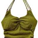 SOLY HUX Women's Halter Tops Summer Tie Backless Slim Fit Vacation Beach Camisole Boho Vest Shirts (Green, L)