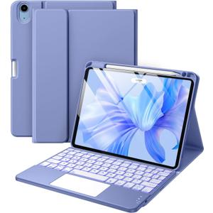 Compatible with iPad Air 11 Inch & Air 5th/ Air 4th Generation Case with Keyboard - Multi-Touch Trackpad, 7-Color Backlit, Detachable Folio Cover for Air 11-inch M3/M2 (2025/2024) (Blue)
