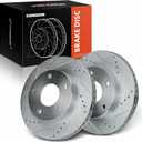 A-Premium 10.50 Inch (266.7mm) Front Drilled and Slotted Disc Brake Rotors