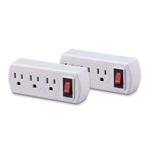 Wideskall 3 Prong 3 Outlets AC Grounded Power Wall Plug On / Off Switch Tap Adapter ETL Certified (Pack of 1)