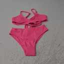 Girls Bikini Size 12 Girl Swimsuit Size 11 Two Piece Criss Cross Bathing Suits for Teen Solid Color V-Neck Adjustable Shoulder Straps Girls' Swimwear Hot Pink 11-12 Y