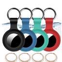 4 Pack, IPX8 Waterproof Airtag Holder for Apple Air Tags with Air Tag Keychain, Shockproof [Anti-Scratch][PC+Silicone] Air-Tag Item Finders Case for Pets, Kids, Black/ Blue/ Green/ Red/ Trunk Lid Pull Down