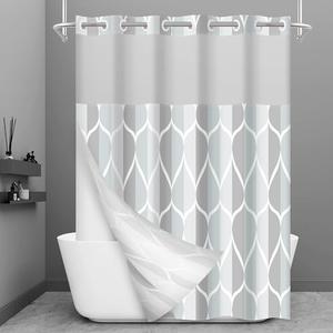Yiatn No Hook Grey Shower Curtain with Snap in Liner, Geometric Waterdrop Design,Waterproof and Washable Shower Curtains, 71x74 Inch Yiatn No Hook Grey Shower Curtain with Snap in Liner, Geometric Waterdrop Design,Waterproof and Washable Shower Curtains, 71x74 Inch