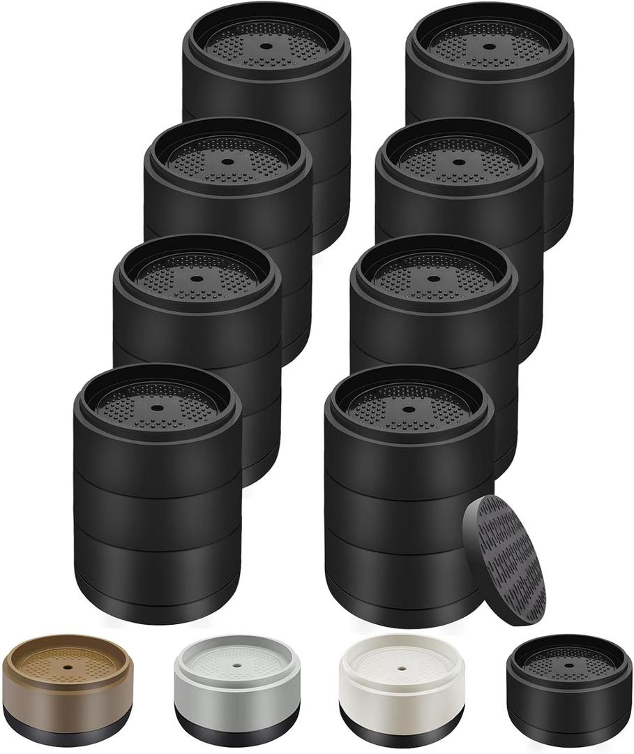 Furniture Risers Bed Risers Heavy Duty 1 inch, 2 inch, 3 inch, 4 inch Round Adjustable Bed Lifts Riser for Desk Legs Table Couch Sofa Chair Refrigerator Washing Machine (1+1+1 Inch, Black, 8 Pack )