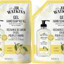 J.R. Watkins Gel Hand Soap Refill, Moisturizing Hand Wash, Formulated with Plant-Based Cleansers, Alcohol-Free, Cruelty-Free, Lemon, 34 Fl Oz, 2 Pack