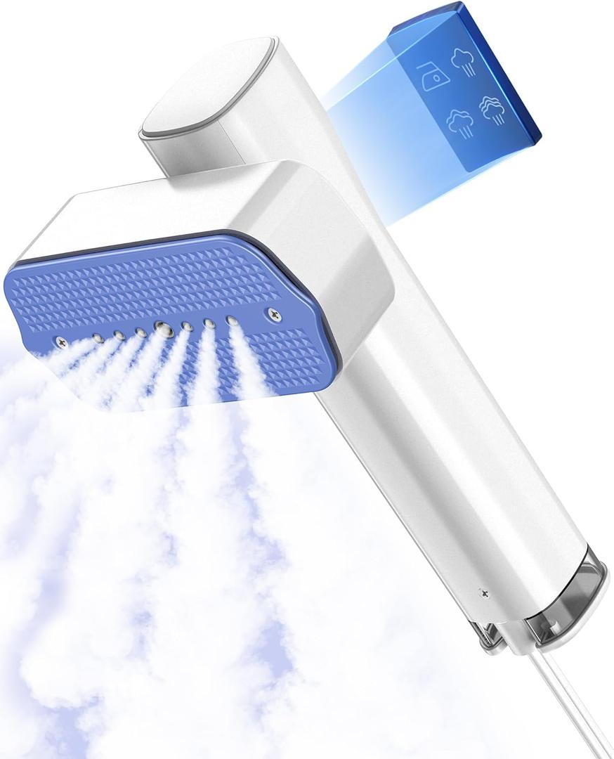 Steamer for Clothes, Portable Handheld Travel Steamer, Clothing Wrinkles Remover for Gament Steam, 1100W Powerful 2 In 1 Steamer&Iron, 100mL Water Tank Capacity, for 120V Home, Office, Travel (White)