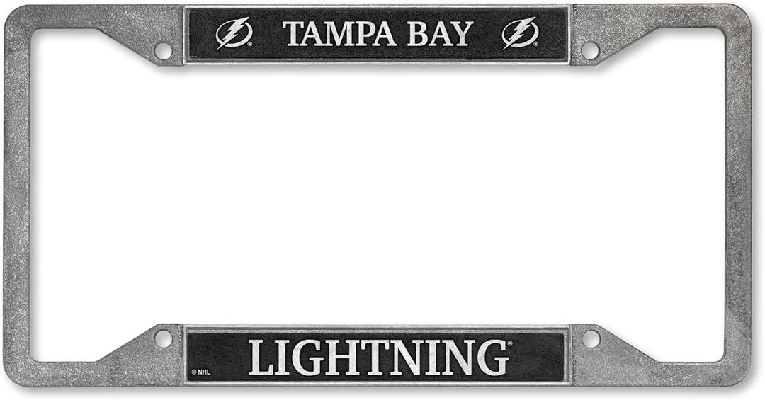 Rico Industries NHL Hockey Pewter License Plate Frame 12" x 6" (One Size, Team Color)