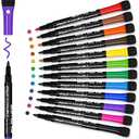 Magnetic Dry Erase Markers Fine: 12 Colors Erasable Whiteboard Markers Fine Point with Eraser Cap, Low Odor White Board Dry Erase Pens Fine Tip for Teachers, Home, Office and School Supplies