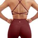 SUUKSESS Women Seamless Workout Sets Strappy Sports Bra High Waist Booty Shorts Outfits (2-4, #1 Wine Red)