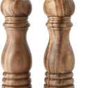 Pepper Grinder,Wood Salt and Pepper Grinder Mills Sets, Acacia Wood Manual Salt Grinder Refillable Pepper Mill Sets with Adjustable Ceramic Grinding Rotor - 7 Inch-Set of 2
