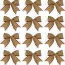 12 Pcs Bows 6 Inch, Christmas Tree Decorations Xmas Garland Ties, Gift Package Party Wedding Bow Ornaments (Brown)