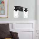 MELUCEE Indoor Wall Sconce Lighting 2-Light Matte Black with Clear Hammered Glass, Modern Bathroom Vanity Light Fixtures Wall Lamp for Mirror Cabinets Powder Room (Patent No.: US D963914 S)