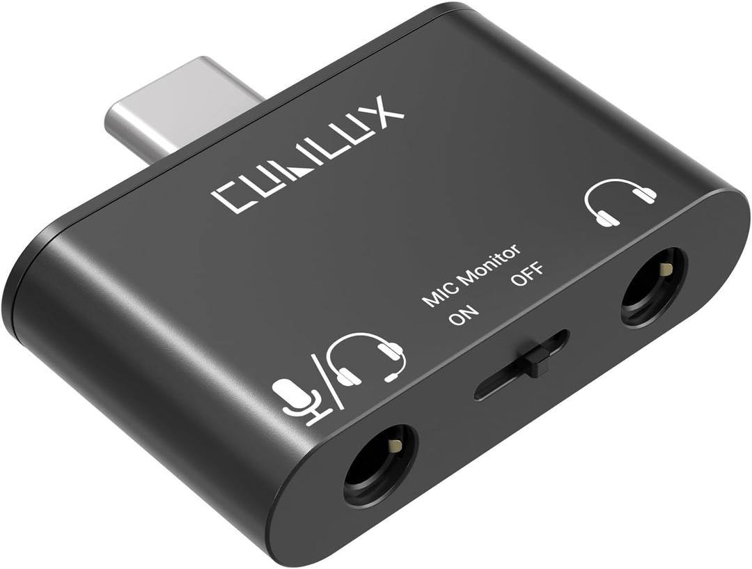 Cubilux USB C to TRRS MIC Adapter with Monitor, Type C Headphone Microphone Splitter, 3.5mm Audio MIC Connector for iPhone 16/15, iPad Pro 13/12.9/11, iPad Air 13/5th/4th, Galaxy, Pixel, Android Phone