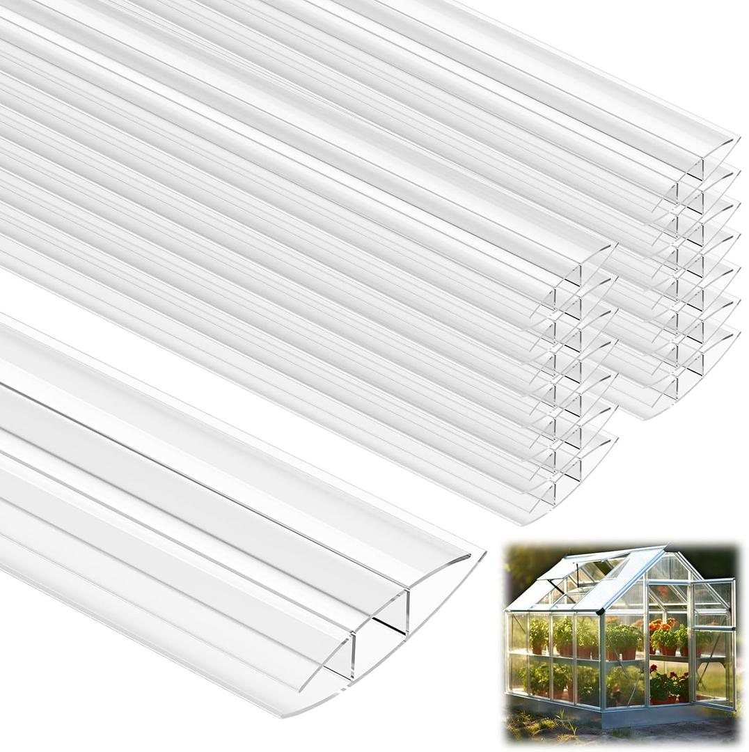 Tandefio 24 Pcs 4 ft Polycarbonate Greenhouse Panels H Connectors Fits 6 mm Polycarbonate Panels Clear Roofing Greenhouse Accessories, 0.2 Inch Thick