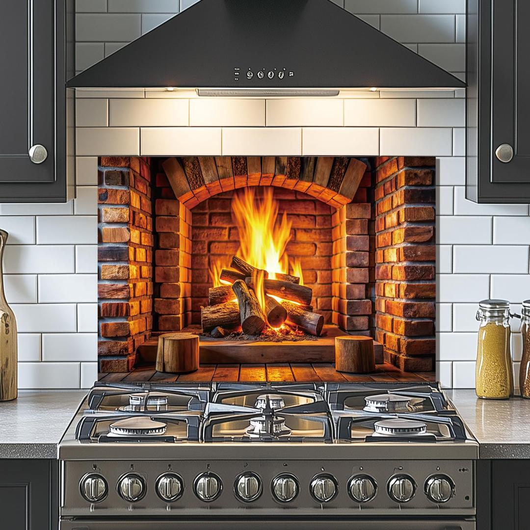 Evgosm Tempered Glass Backsplash for Kitchenfireplace Stove Splashback, Glass Backsplash, Easy to Install and Clean, Used for Kitchen Wall Protection and Decoration. (30x20'')