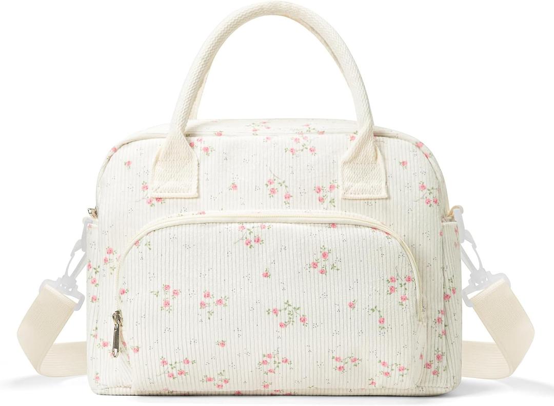 MEXS Insulated Lunch Bag for Women Men Large Reusable Lunch Box Adult Leakproof Portable Cooler Tote Bags for Work Picnic (Peach Blossom)