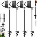 Ground Anchors Screw in 27" Set of 4 Trampoline Stakes Heavy Duty Mobile Home Shed Anchors - Storage Shed Anchor Kit - Playset Swing Anchors - Stakes for Fence,Carport,Garden (Black, 4 x 27in)