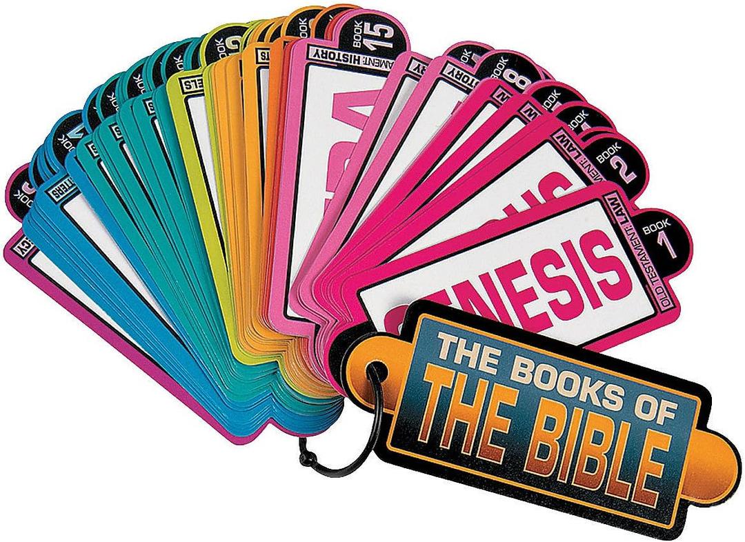 Fun Express Multicolored Books of The Bible Information Cards Set - 12 Pieces - 6.5" x 2.5" - Engaging Educational Tools for Kids' Learning and Fun (Medium)