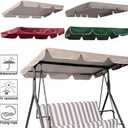 Porch Swing Canopy, Replacement Waterproof Swing Top Cover, Outdoor 3 Seater Garden Swing Seat Canopy Cover, Sun Shade Patio Canopy Awning 75"42"