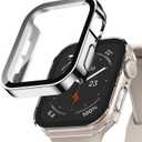 Adepoy 2 Pack Hard Case Compatible with Apple Watch 41mm Series 9 Series 8 Series 7 with Tempered Glass Screen Protector, Silver/Clear Ultra-Thin Durable Protective Cover for iWatch