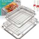 Air Fryer Basket, OPENICE 2 Set Air Fryer Pan and Crisper Tray for Oven, Non-stick Oven Air Fryer Basket for Baking and Crispy Foods - Large & Medium
