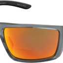 KastKing Waccamaw Polarized Bifocal Sunglasses, x1.5 x2.0 x2.5 Magnifications, Wrap Around Sport Reader Sunglasses for Men (Matte Smoke Crystal Frame, Brown-red Mirror)