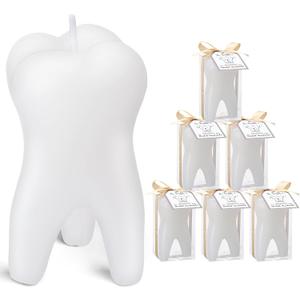 Coume 6 Pcs Tooth Scented Candle Aesthetic Dental Health Month Gifts for Women Men Children Pets Dental Students Gifts Dentist Office Tooth Decoration Natural Soy Wax Aromatherapy Candle