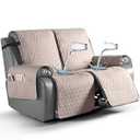 TAOCOCO 100% Waterproof Loveseat Recliner Covers, Non Slip Recliner Covers that Stay in Place, One-Piece Washable Reclining Loveseat Cover with Elastic Straps, Peach