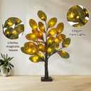 24 Inch Fall Magnolia Tree 24 LED Lights Battery Operated Artificial Tree Thanksgiving Table Centerpieces Decoration for Home Fireplace Autumn Harvest Tabletop Indoor Decor