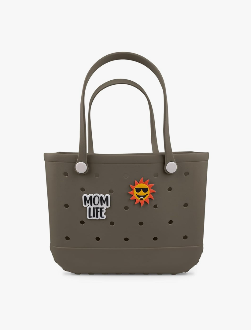 Beach Rubber Bag Tote Bag -Extra Large Waterproof Travel Women Handbag with Charms for Sports Beach Pool Groceries