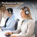 Wireless Headset with Mic for Work, Bluetooth Headset with Microphone (AI Noise Cancelling), 60 Hours Woktime Wireless Headphone for Work from Home/Call Center/Office/PC/Laptop/Computer/Zoom/Teams