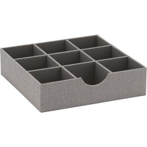 Household Essentials Grey 728-1 Deep 9 Section Drawer Organizer Box for Storage 12 in x 3.13 (Silver)