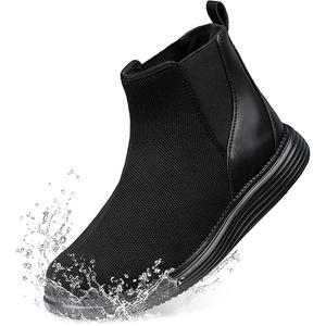 CENNID Women's Wide Toe Waterproof Chelsea Orthopedic Boots Ankle Slip on Booties Low Heel Comfortable Flat Lightweight Walking Boots, Black 7