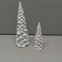 Juegoal Christmas Tree Table Decorations Set of 2, 9.5" White Glittered Xmas Pine Trees, Winter Snow Ornaments Tabletop Resin Trees Dinner Holiday Party Supplies Winter Mantle Shelf Centerpieces Decor