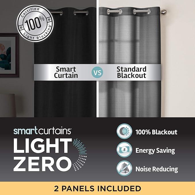 Zenna Home 100% Blackout Window Curtain, Jamie Room Darkening (1 Panel), 50 inches x 84 inches, Black