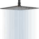 GGStudy 16 Inch Square Stainless Steel Shower Head Rain Style Large Shower Head Matte Black High Pressure (16inch)