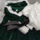 4PCS Mrs Santa Costume Women,Deluxe Claus Costume for Women with Hooded Dress, Belt Stockings Leg Covers (Medium, Green)